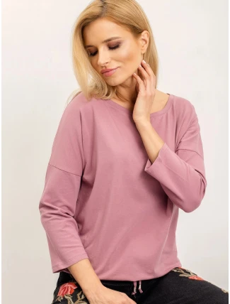 Volná dámská halenka ve špinavě růžové barvě se zavazováním na spodním okraji (4691)