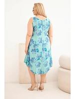 Dámské šaty Plus Size z viskózy s květinovým vzorem na ramínkách mentolová