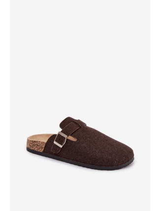 Pánské domácí pantofle s přezkou Luvan – čokoládové