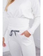 Široká žebrovaná souprava v barvě ecru