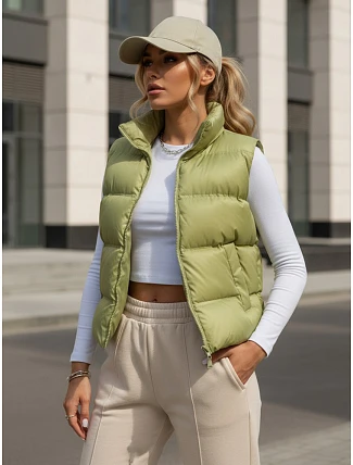 Dámská prošívaná vesta WILLOW TY3797 pistáciová - FashionStreet Dámská prošívaná vesta WILLOW TY3797 pistáciová - FashionStreet