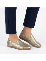 Kožené ažurové barefoot boty zlaté M.Daszynski OL38-2