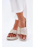 Dámské Pěnové Pantofle Na Platformě S Přezkou Béžové Viasara Dámské Pěnové Pantofle Na Platformě S Přezkou Béžové Viasara