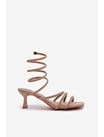 Dámské sandály na podpatku s pásky Béžové Samara