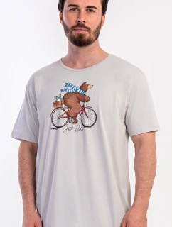 Pánská noční košile s krátkým rukávem Méďa na kole