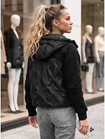 Dámská prošívaná přechodová bunda s kapucí, černá, FashionStreet TY6093
