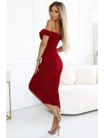 564-8 CALLIE Midi šaty s odhalenými rameny a výstřihem - MORRONEY 564-8 CALLIE Midi šaty s odhalenými rameny a výstřihem - MORRONEY