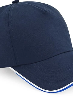 Beechfield B 25C 5 panelová kšiltovka "Authentic Piped Peak" 53.025C french navy/bright royal/white