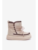 Dámské Sněhule S Výšivkou Na Platformě Světle Béžové Naleris