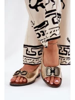 Ploché Sandály S Dekorací Eko Kůže Zlaté Lilria