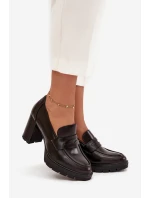 Dámské polobotky na sloupku z eko kůže čokoládové Ilyssia