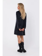 M767 Šaty s výstřihem do V - grafitové M767 Šaty s výstřihem do V - grafitové