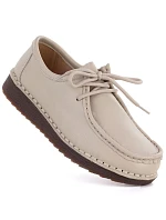 Dámské kožené mokasíny se šněrováním béžové Artiker 58C1519 Dámské kožené mokasíny se šněrováním béžové Artiker 58C1519