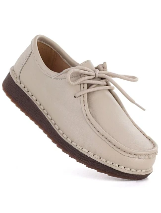Dámské kožené mokasíny se šněrováním béžové Artiker 58C1519 Dámské kožené mokasíny se šněrováním béžové Artiker 58C1519