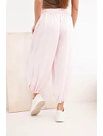 Dámské široké kalhoty s gumou v pase a šňůrkou ve stylu aladinek bonbónově růžová