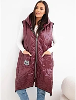 Dámská prošívaná vesta Plus Size s kapucí zapínaná na zip tyrkysová Dámská prošívaná vesta Plus Size s kapucí zapínaná na zip tyrkysová