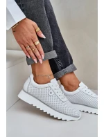 Kožené Sportovní Boty Na Platformě S Leskem D&A LR51-629 Bílé Kožené Sportovní Boty Na Platformě S Leskem D&A LR51-629 Bílé