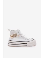 Dětské Vysoké Tenisky Se Zlatou Dekorací Bílé Elvena