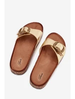 Dámské pantofle na korkové platformě se sponou zlaté Vianara