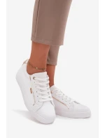 Dámské Tenisky Z Eko Kůže Big Star SS274026 Bílá-Zlatá