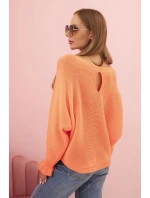 Svetr dámský z mohairu s nařasenými rukávy a výstřihem na zádech oranžový
