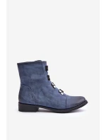 Zateplené dámské boty na zip modré Evalith