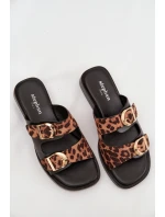 Dámské pantofle se zlatými sponami Leoparda Černo-hnědé Danelle