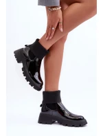 Dámské lesklé boty s kotníkem černé Pavo Dámské lesklé boty s kotníkem černé Pavo