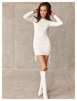 Dámské šaty SUK0387 smetanové - Roco Fashion