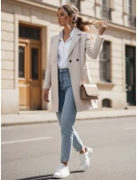 Dámský dlouhý béžový kabát LINNORE oversize FashionStreet NY0706