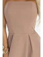 641-2 VIVIENNE korzetové rozšířené midi šaty pro zvláštní příležitosti - béžové