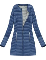 Dlouhá světle modrá prošívaná bunda (21810)