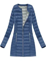 Dlouhá světle modrá prošívaná bunda (21810)