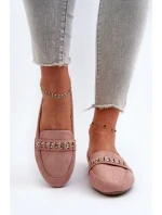 Lesklé dámské mokasíny s řetízkem růžové Aredilla Lesklé dámské mokasíny s řetízkem růžové Aredilla