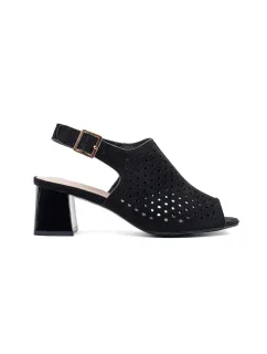 Výborné dámské  sandály černé na širokém podpatku