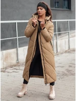 Dámská zimní dlouhá prošívaná bunda s kapucí STREETFIT béžová FashionStreet TY4600