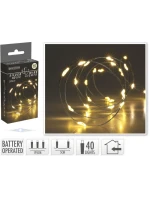 DRÁTĚNÁ SVĚTLA OVLÁDANÁ BATERIEMI GIRLANDA 40 VEDLA TEPLÁ BÍLÁ
