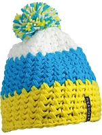 Daiber MB 7940 3-barevná háčkovaná čepice s bambulí 03.7940 yellow/pacific/white