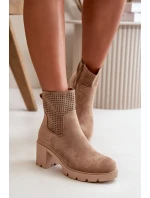 Dámské boty na podpatku se zipem eko semišové béžové Rashmi
