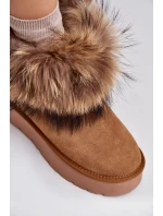 Kožené Sněhule Na Platformě S Kožešinou Camel Avirisa