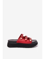 Dámské Klapky Na Platformě S Pásky Červené Nimiotte