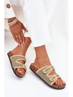 Háčkované Dámské Sandály Se Zlatými Přezkami Zelené Fenira