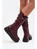 Dámské kožené kozačky s vlnou Zazoo 70121 bordó Dámské kožené kozačky s vlnou Zazoo 70121 bordó