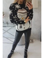 Vánoční svetr se sněhulákem černý Vánoční svetr se sněhulákem černý