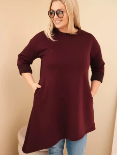 Dámská sukni Plus Size z viskózy s volným střihem a dlouhým rukávem švestková