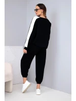 Dámský máslový komplet s lampasem a elastickým lemem černý
