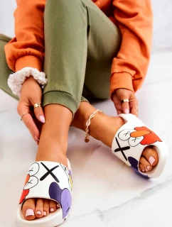 Gumové pantofle s potiskem Bílý Monsters