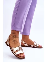 Zazoo 40185 Pohodlné Kožené Nášlapné Sandály Zlaté