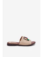 Dámské Pantofle Na Plochém Podpatku S Ozdobou Zlaté Clelione