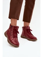 Dámské kozačky s teplým kožíškem z eko kůže bordové Ulverina